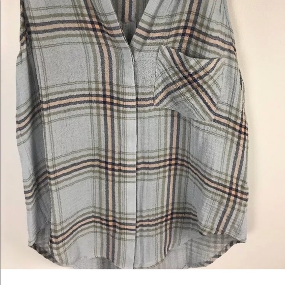 Cloth&Stone plaid cotton sleeveless button up NWOT - Picture 7 of 7